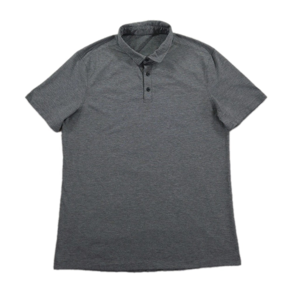 Lululemon Metal Vent Tech Polo Mens Large Short Sleeve Shirt‎ Heathered Gray